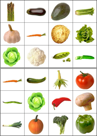 Planche 1 Jeu de loto, les légumes, planche 1