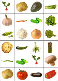 Planche 2 Jeu de loto, les légumes, planche 2