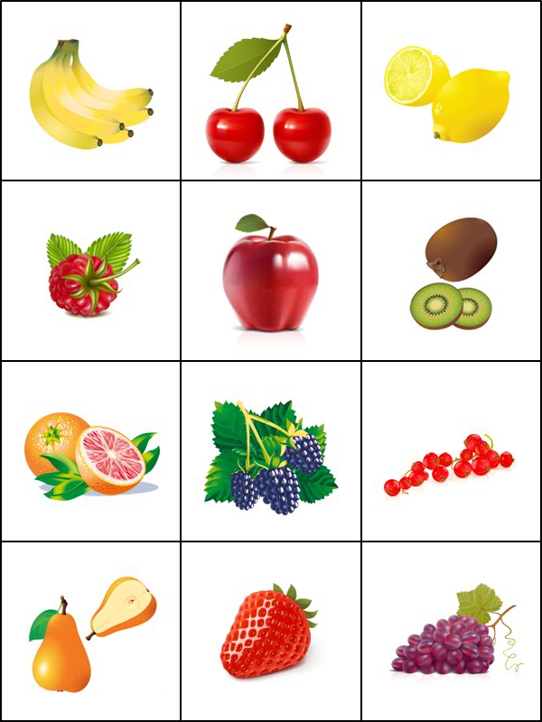 Jeu de mémoire, les fruits Jeu de mémoire, les fruits