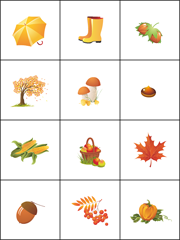 Jeu de mémoire à imprimer - l'automne