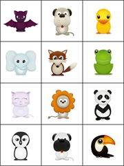 Jeu de mémoire à imprimer - les animaux