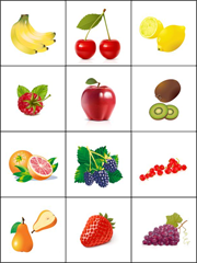 Jeu de mémoire à imprimer - les fruits