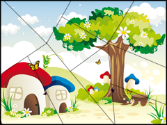Puzzle à imprimer - les maisons champignons
