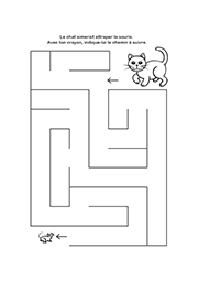 Labyrinthe du chat et de la souris, jeu à imprimer