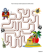 À la recherche du trésor, labyrinthe à imprimer