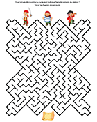 Labyrinthe gratuit  à imprimer, les pirates et la carte au trésor