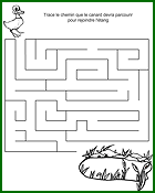 Labyrinthe à imprimer, le canard et l'étang