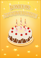 Carte d'anniversaire, gâteau 3 bougies