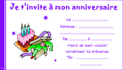 Carte d'invitation à un anniversaire, le gâteau