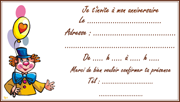 Carte d'invitation à un anniversaire, le clown