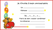Carte d'invitation à un anniversaire, les ballons
