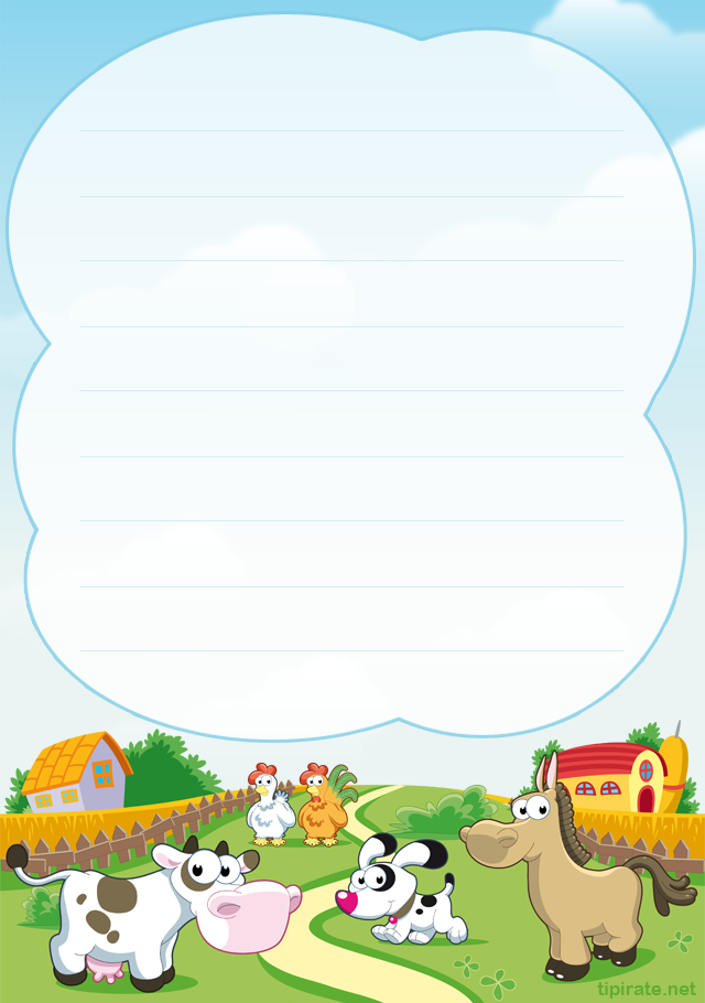 Papier à lettres gratuit à imprimer, les animaux de la ferme