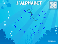 Relier les points, alphabet, minuscules d'imprimerie