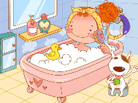 Puzzle 4 pièces en ligne, le bain