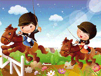 Puzzle 4 pièces en ligne, les chevaux